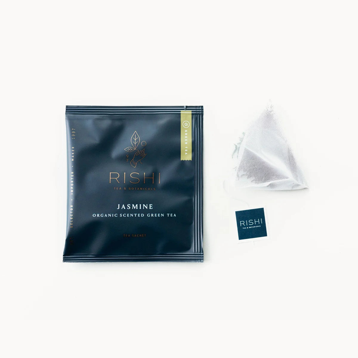 Thé vert bio jasmin en boîte de 50 sachets proposé par Coutume Café